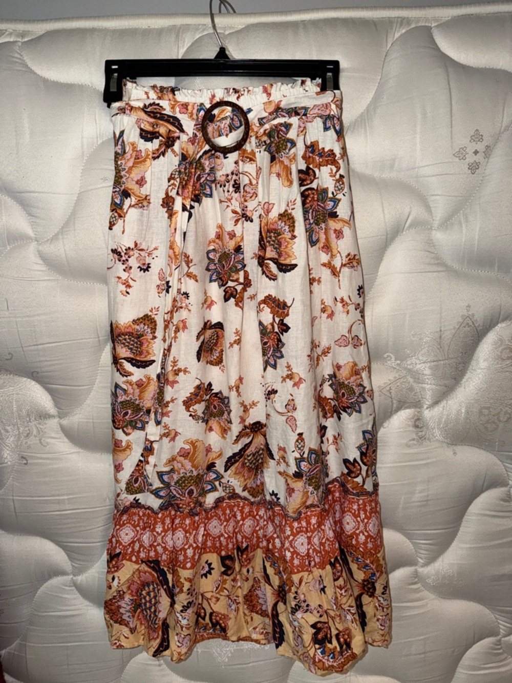 RACHEL Rachel Roy Cream Floral Maxi Skirt with Belt